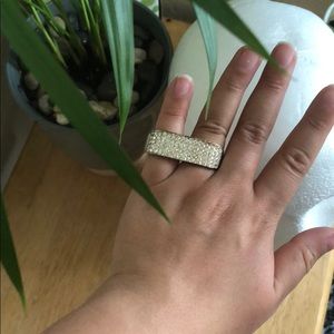 🏖Used silver rhinestone double ring fits like 7
